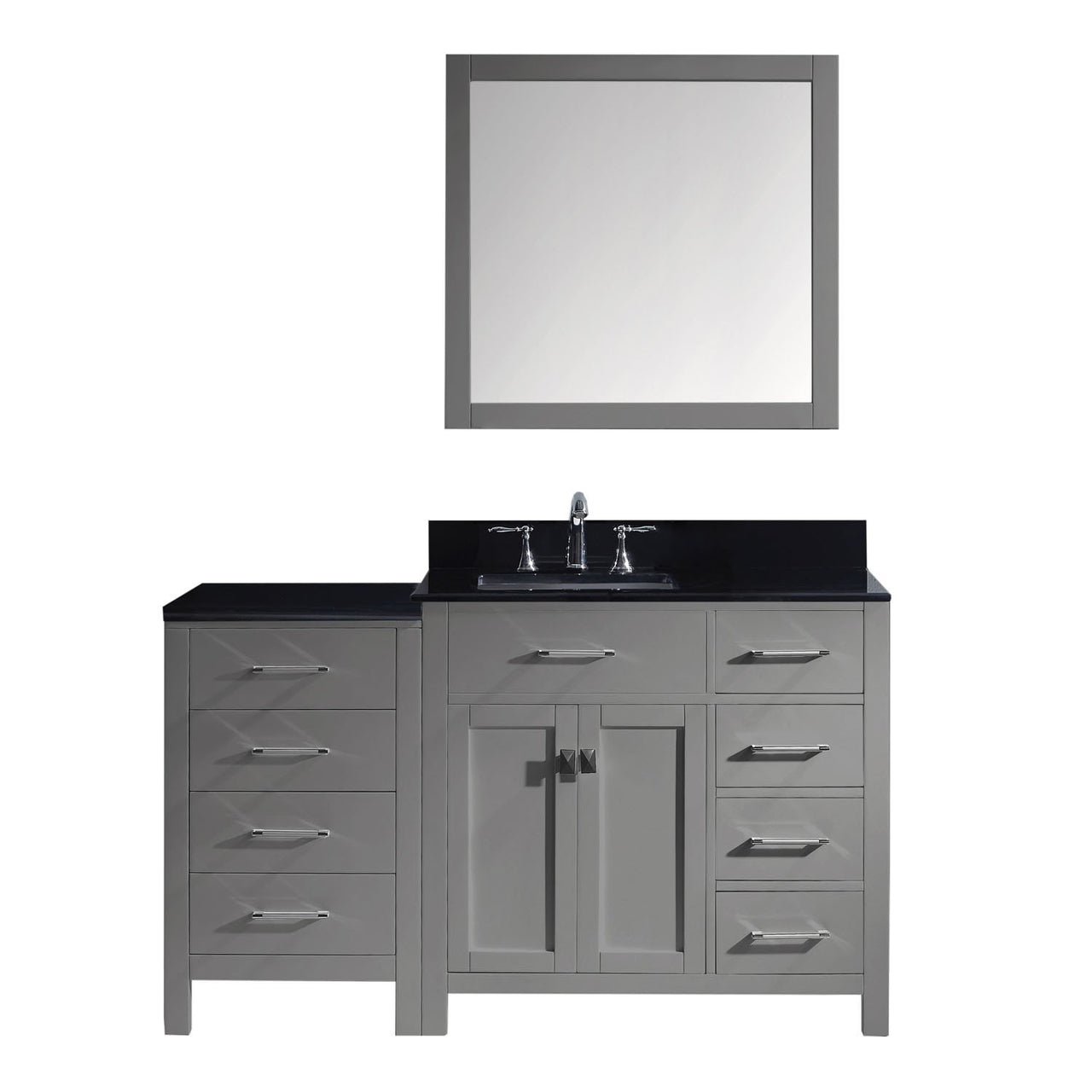 Virtu USA Caroline Parkway 57" Single Square Sink Grey Top Vanity in Grey with Mirror Vanity Virtu USA 