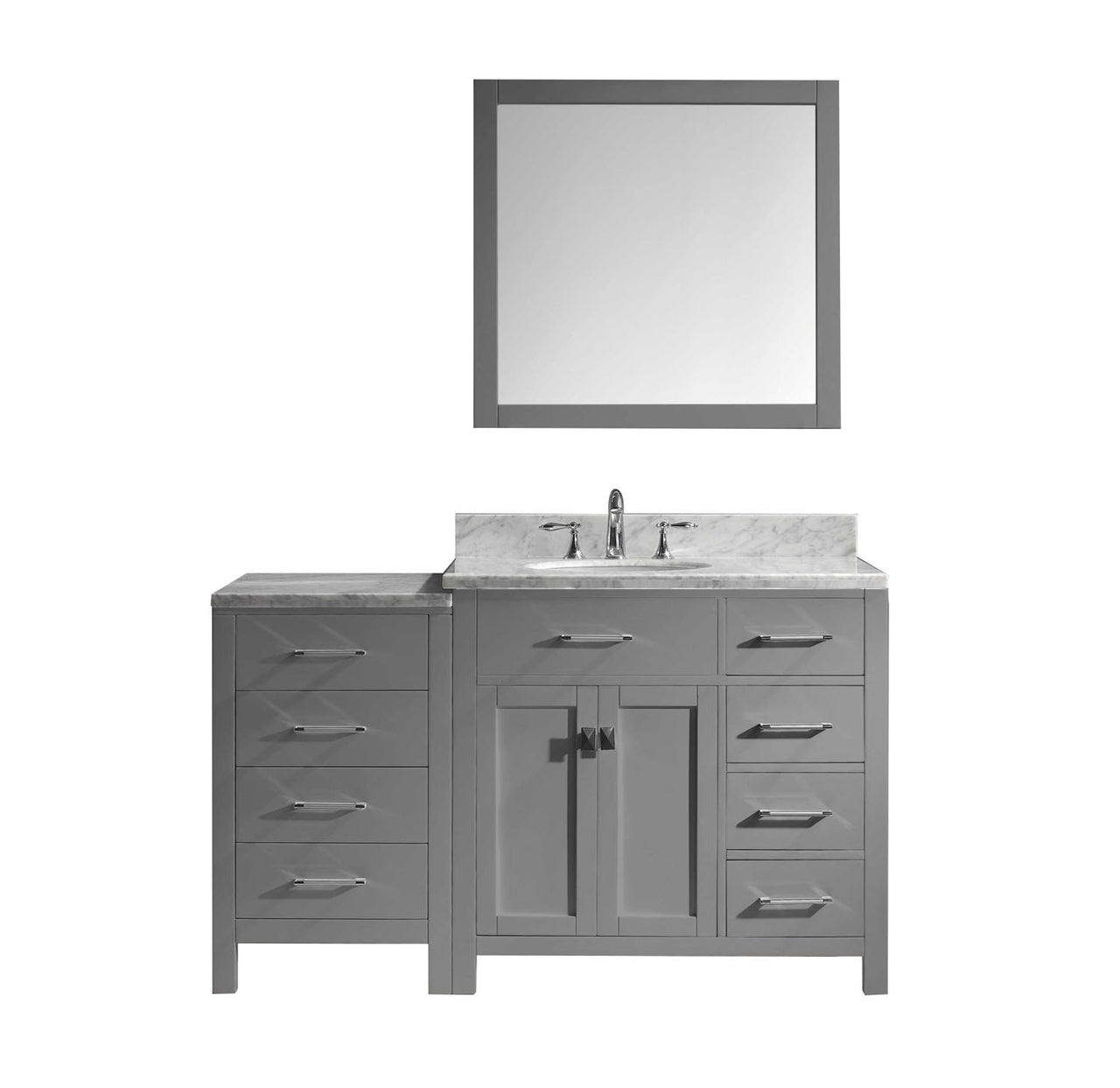 Virtu USA Caroline Parkway 57" Single Round Sink Grey Top Vanity with Mirror Vanity Virtu USA 