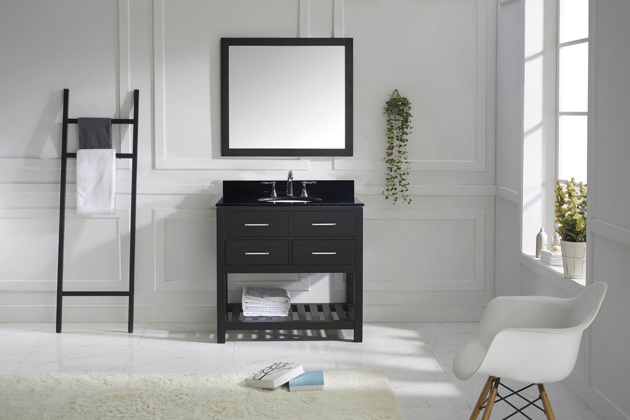 Virtu USA Caroline Estate 36" Single Round Sink Espresso Top Vanity in Espresso with Mirror Vanity Virtu USA 