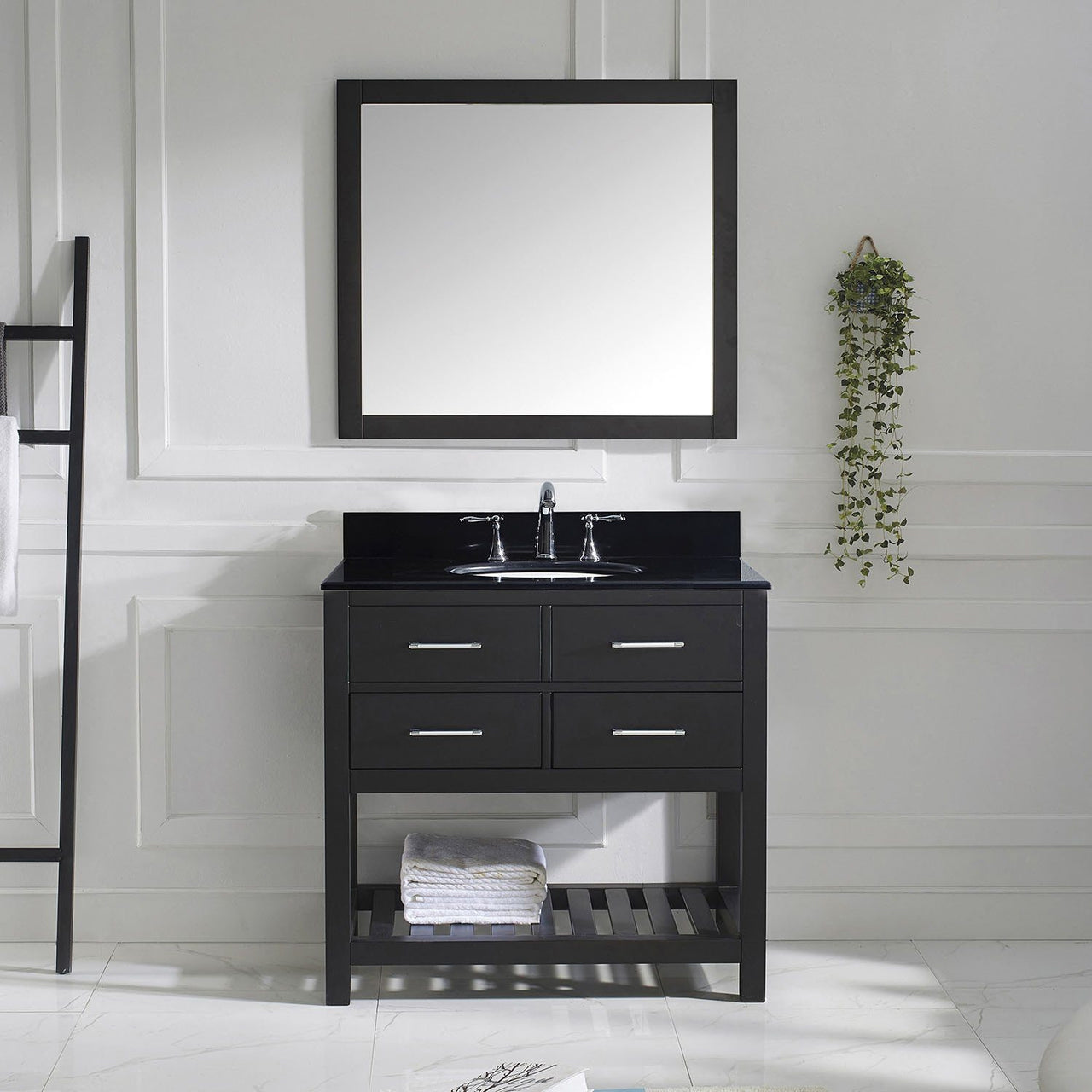 Virtu USA Caroline Estate 36" Single Round Sink Espresso Top Vanity in Espresso with Mirror Vanity Virtu USA 