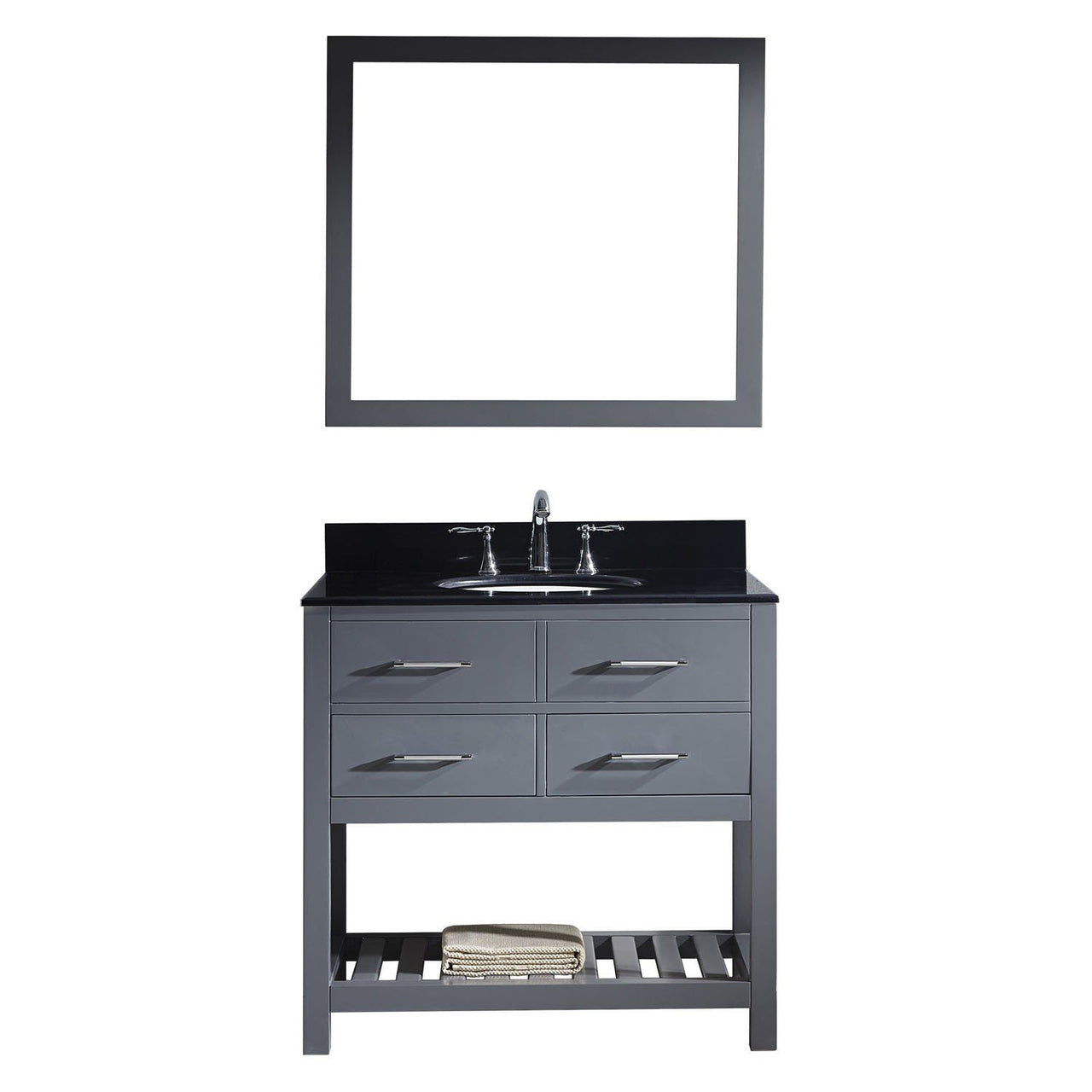 Virtu USA Caroline Estate 36" Single Round Sink Grey Top Vanity with Mirror Vanity Virtu USA 