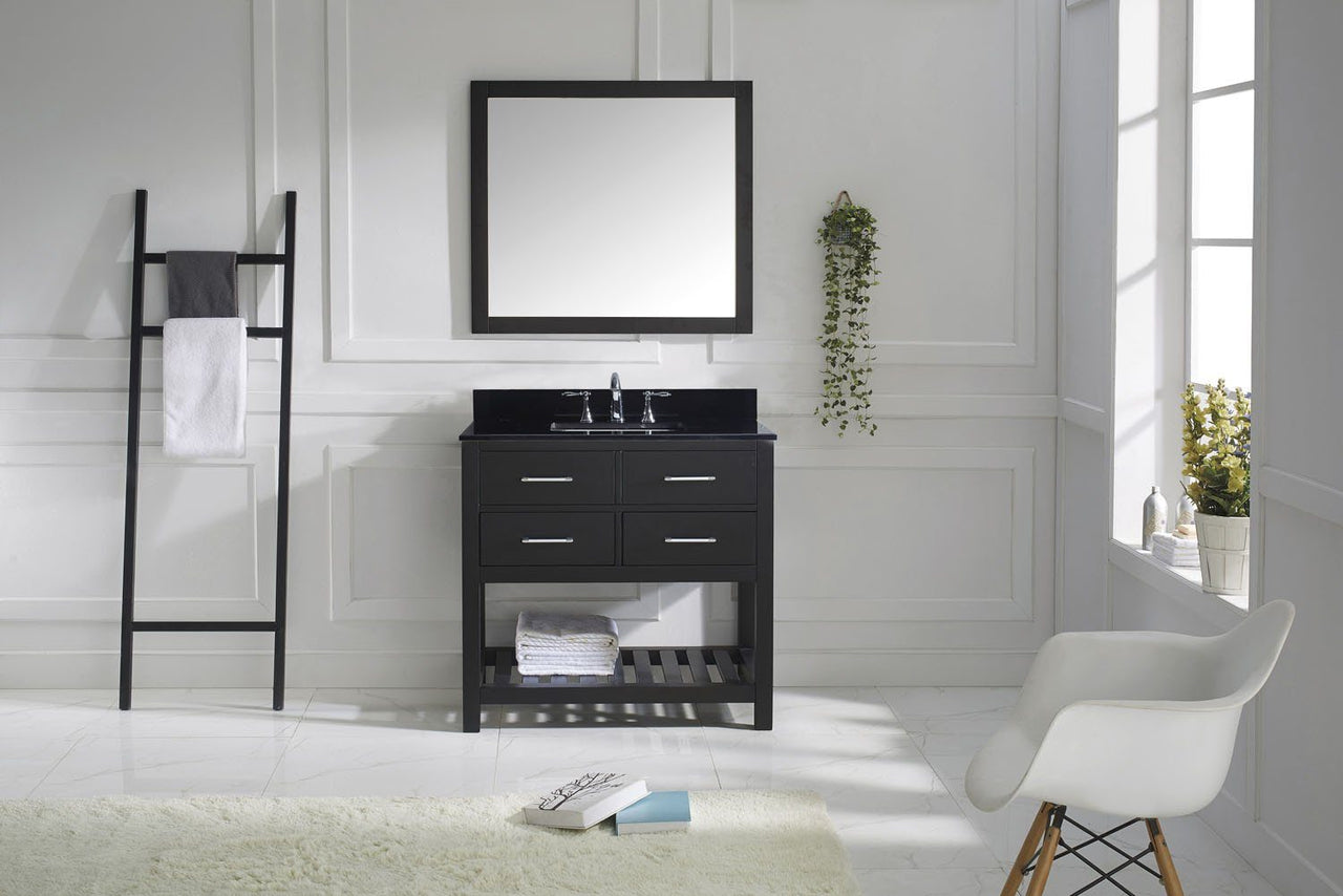 Virtu USA Caroline Estate 36" Single Square Sink Espresso Top Vanity in Espresso with Mirror Vanity Virtu USA 