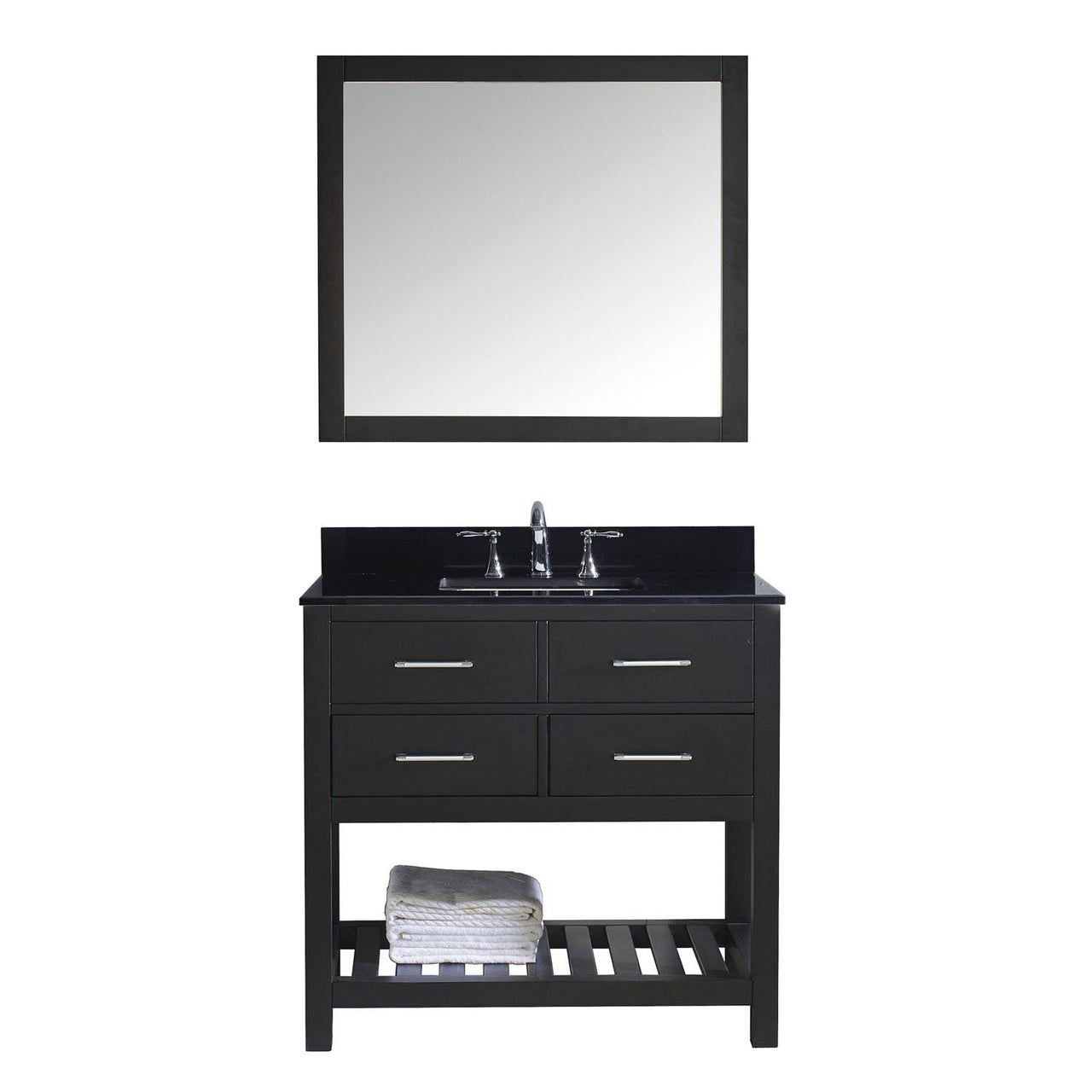 Virtu USA Caroline Estate 36" Single Square Sink Espresso Top Vanity in Espresso with Mirror Vanity Virtu USA 