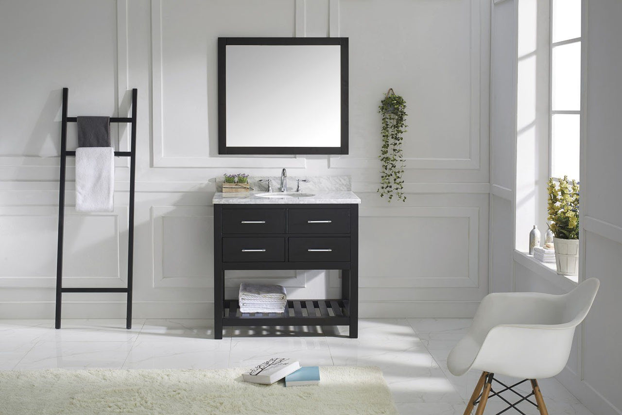 Virtu USA Caroline Estate 36" Single Round Sink Espresso Top Vanity with Mirror Vanity Virtu USA 
