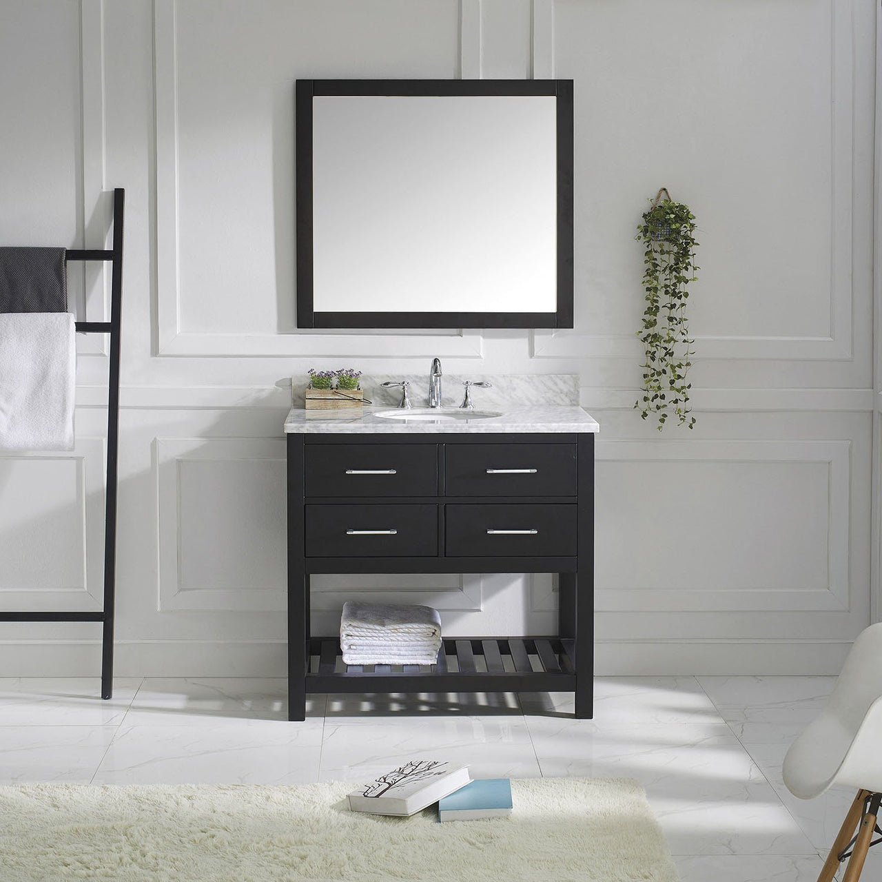 Virtu USA Caroline Estate 36" Single Round Sink Espresso Top Vanity with Mirror Vanity Virtu USA 