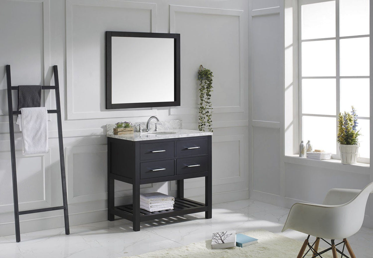 Virtu USA Caroline Estate 36" Single Round Sink Espresso Top Vanity with Mirror Vanity Virtu USA 