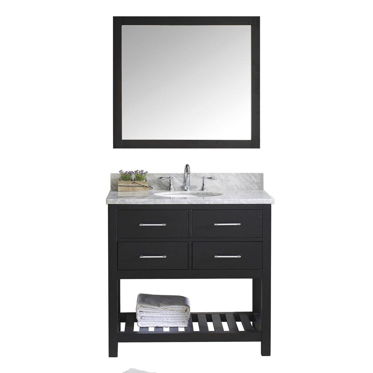Virtu USA Caroline Estate 36" Single Round Sink Espresso Top Vanity with Mirror Vanity Virtu USA 