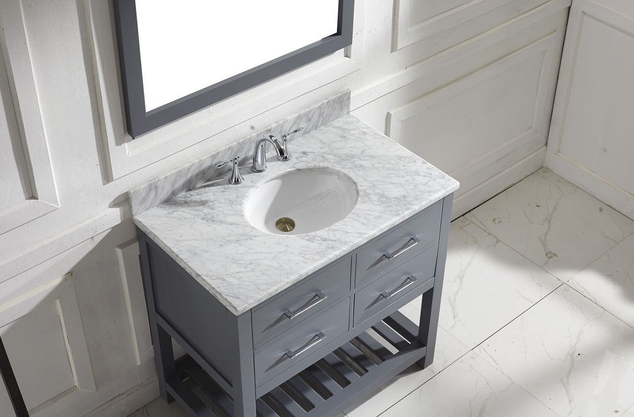 Virtu USA Caroline Estate 36" Single Round Sink Grey Top Vanity with Mirror Vanity Virtu USA 