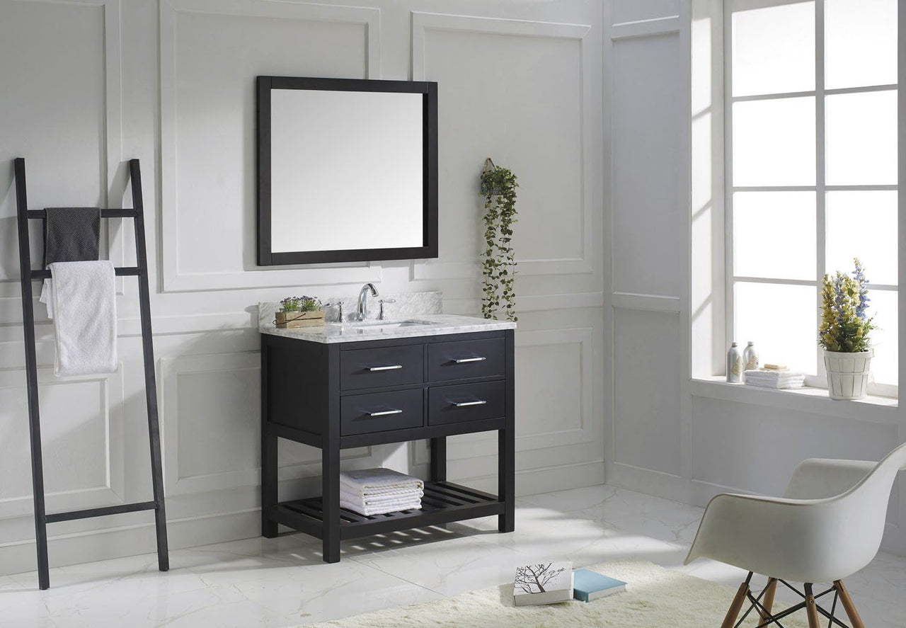 Virtu USA Caroline Estate 36" Single Square Sink Espresso Top Vanity with Mirror Vanity Virtu USA 