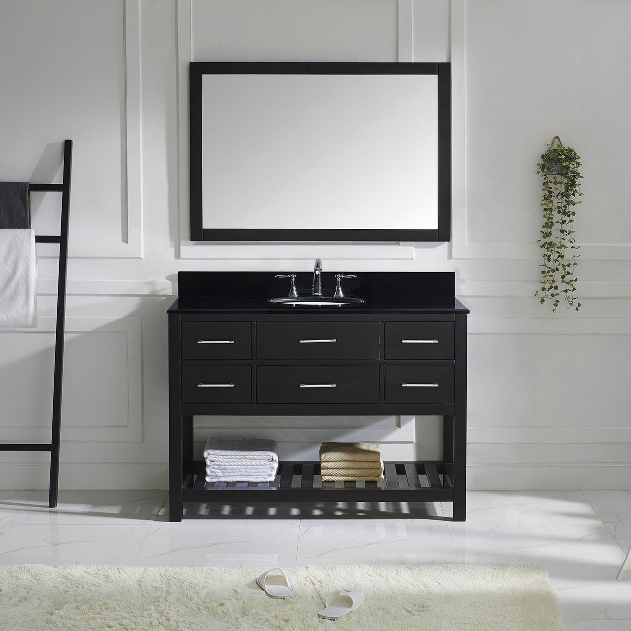 Virtu USA Caroline Estate 48" Single Round Sink Espresso Top Vanity in Espresso with Mirror Vanity Virtu USA 