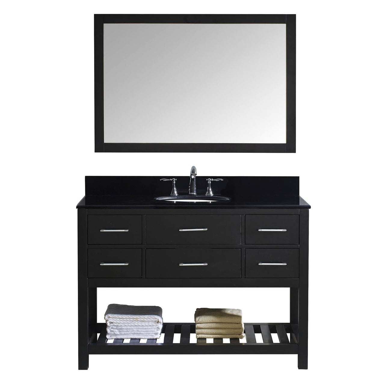 Virtu USA Caroline Estate 48" Single Round Sink Espresso Top Vanity in Espresso with Mirror Vanity Virtu USA 