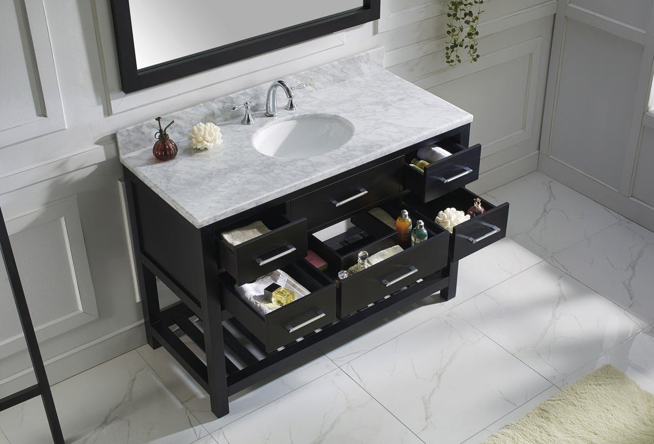 Virtu USA Caroline Estate 48" Single Round Sink Espresso Top Vanity with Mirror Vanity Virtu USA 