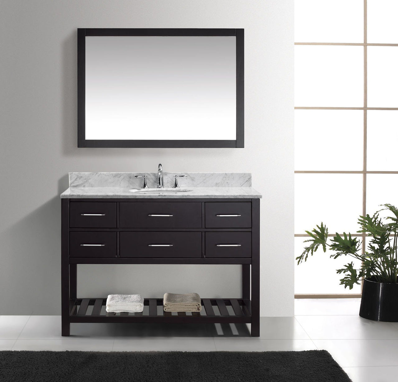 Virtu USA Caroline Estate 48" Single Round Sink Espresso Top Vanity with Mirror Vanity Virtu USA 