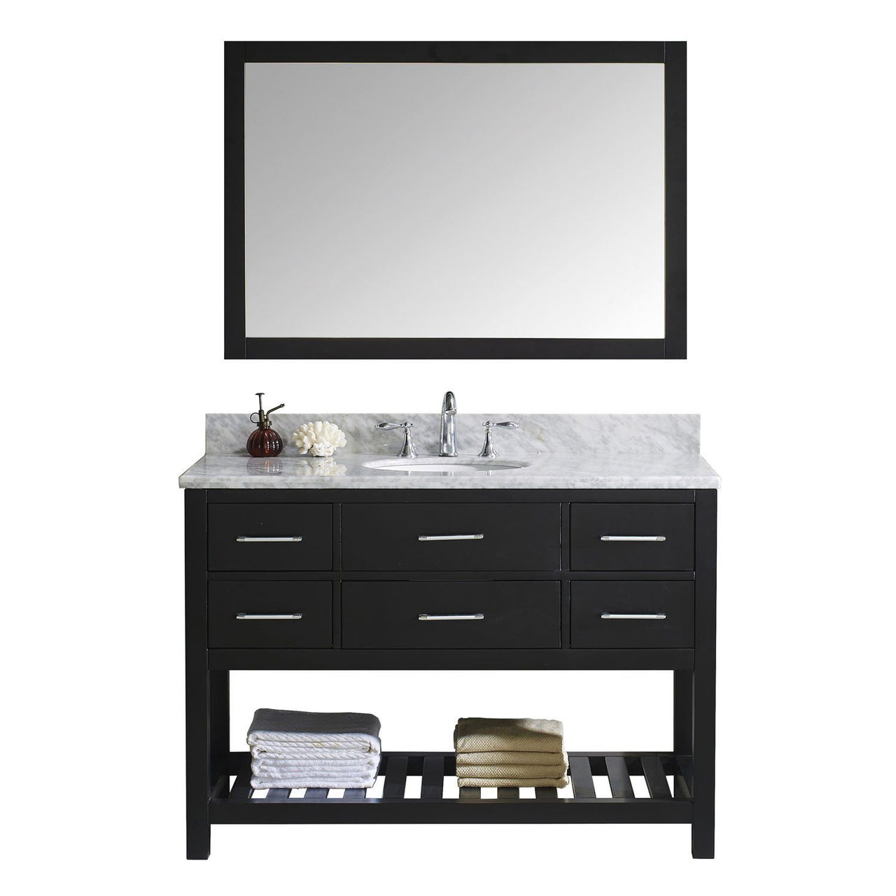 Virtu USA Caroline Estate 48" Single Round Sink Espresso Top Vanity with Mirror Vanity Virtu USA 
