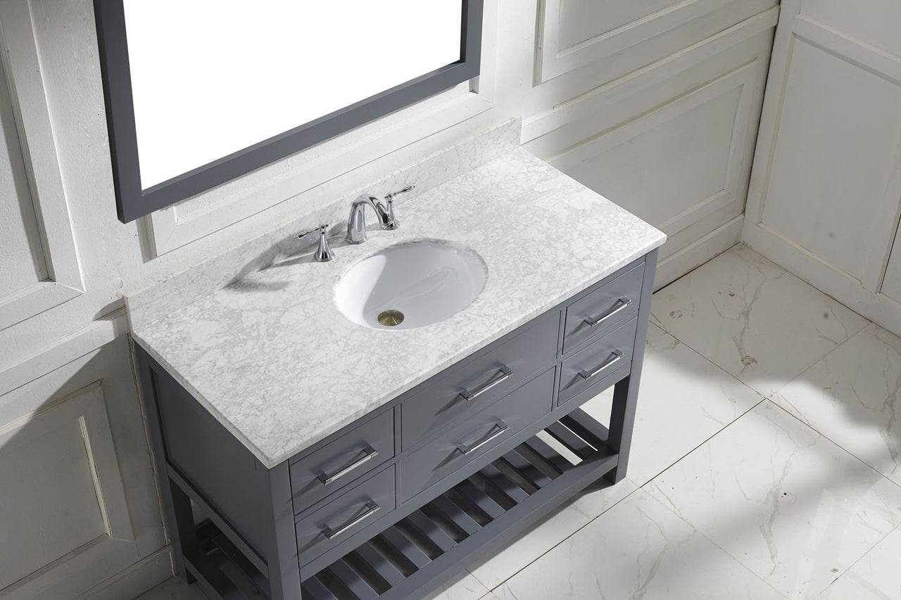 Virtu USA Caroline Estate 48" Single Round Sink Grey Top Vanity in Grey with Mirror Vanity Virtu USA 