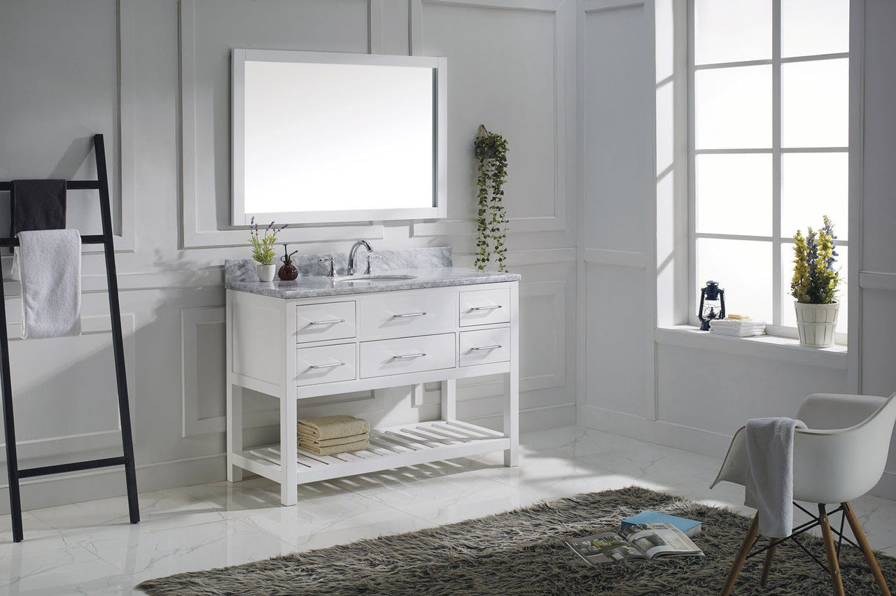 Virtu USA Caroline Estate 48" Single Round Sink White Top Vanity with Mirror Vanity Virtu USA 