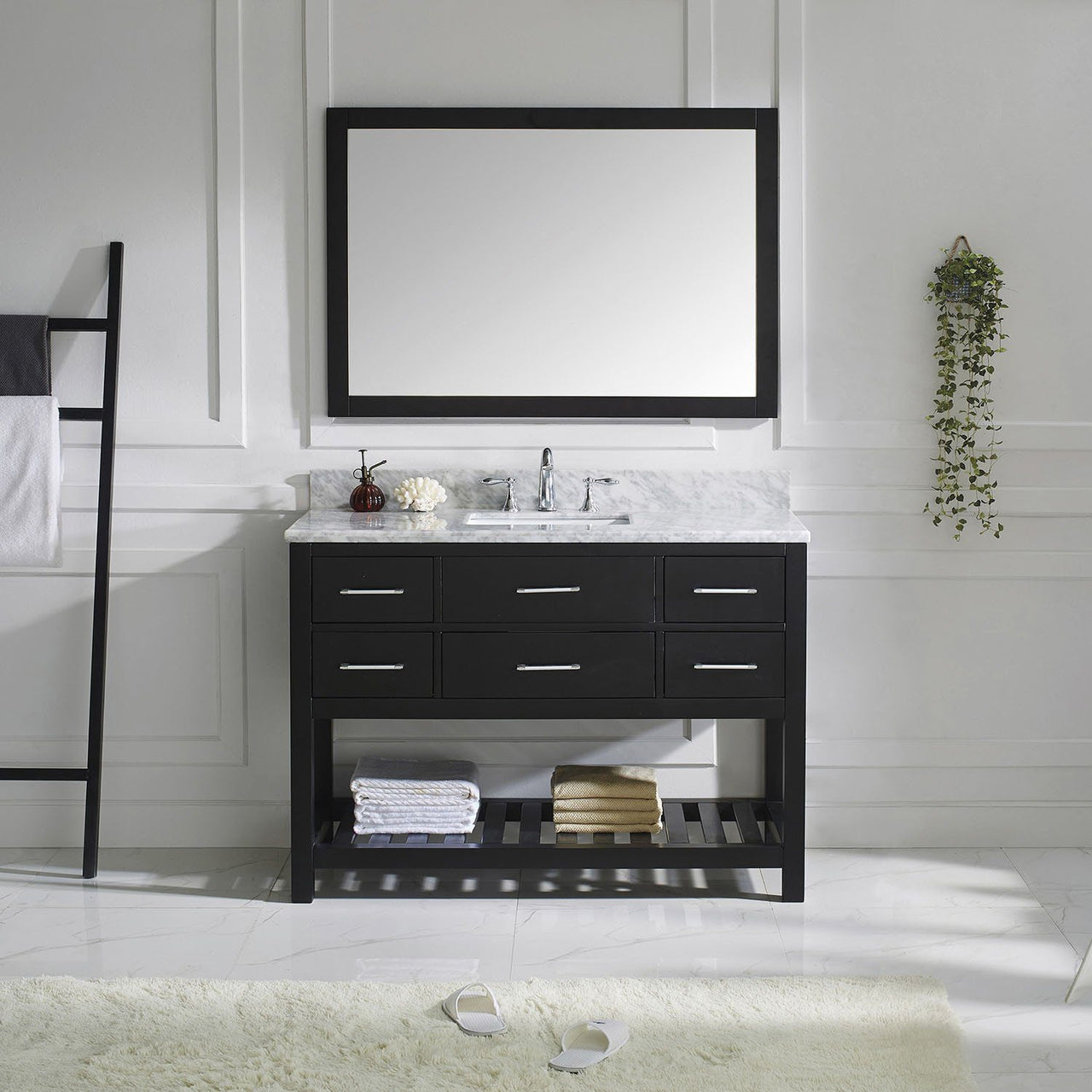 Virtu USA Caroline Estate 48" Single Square Sink Espresso Top Vanity with Mirror Vanity Virtu USA 