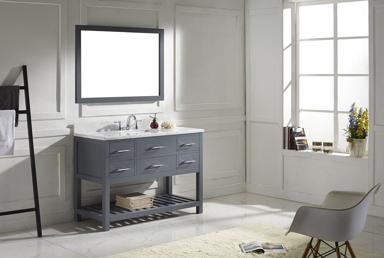 Virtu USA Caroline Estate 48" Single Square Sink Grey Top Vanity with Mirror Vanity Virtu USA 