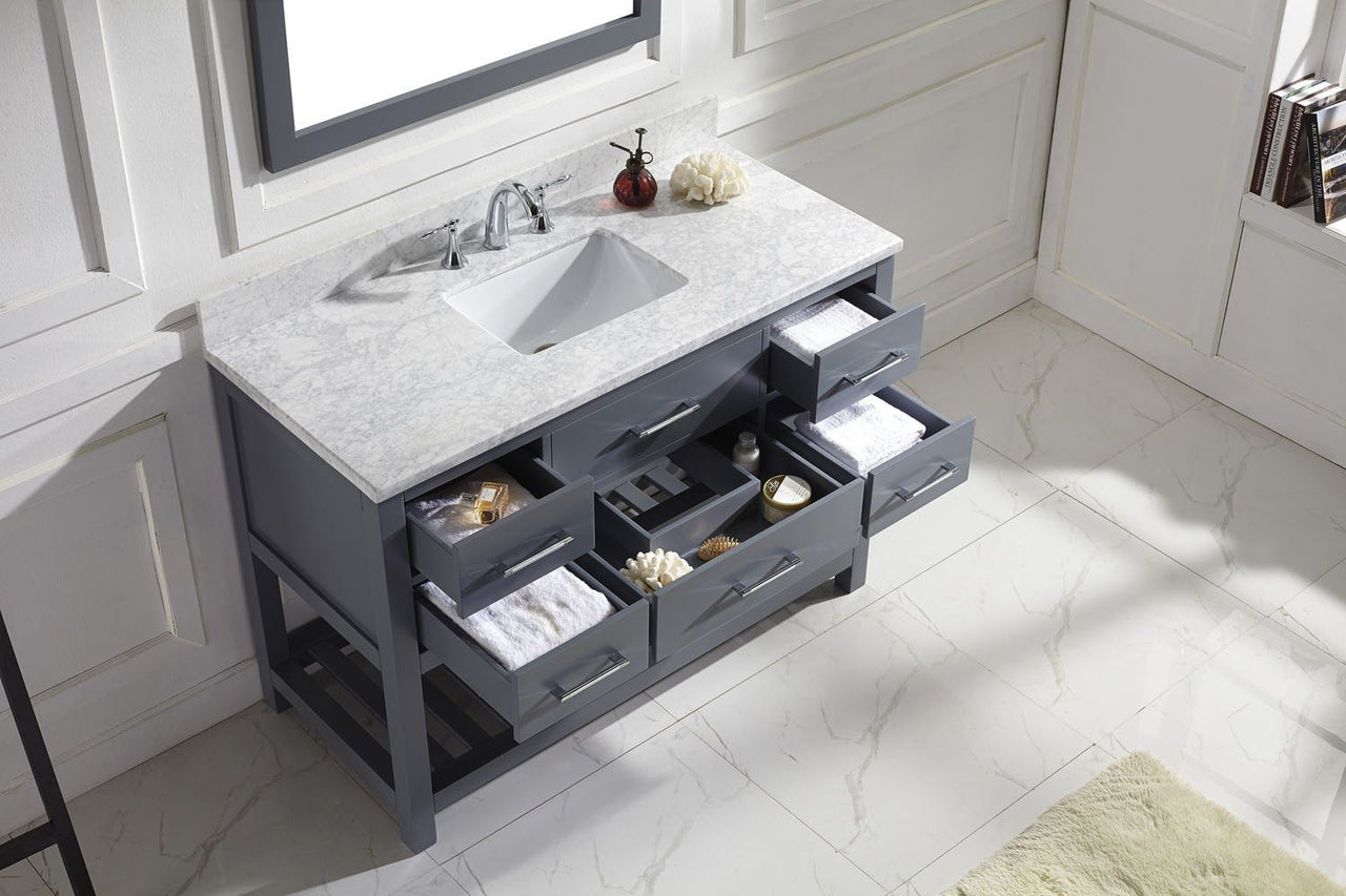 Virtu USA Caroline Estate 48" Single Square Sink Grey Top Vanity with Mirror Vanity Virtu USA 