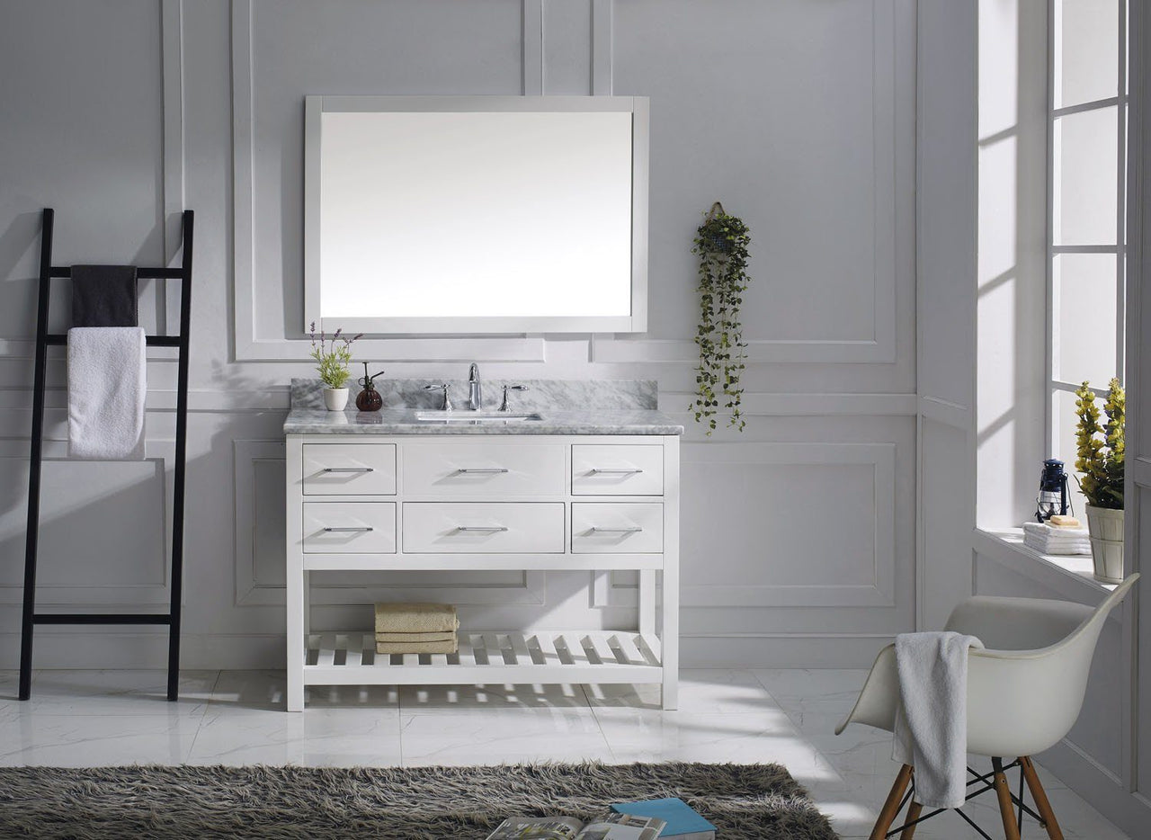 Virtu USA Caroline Estate 48" Single Square Sink White Top Vanity with Mirror Vanity Virtu USA 