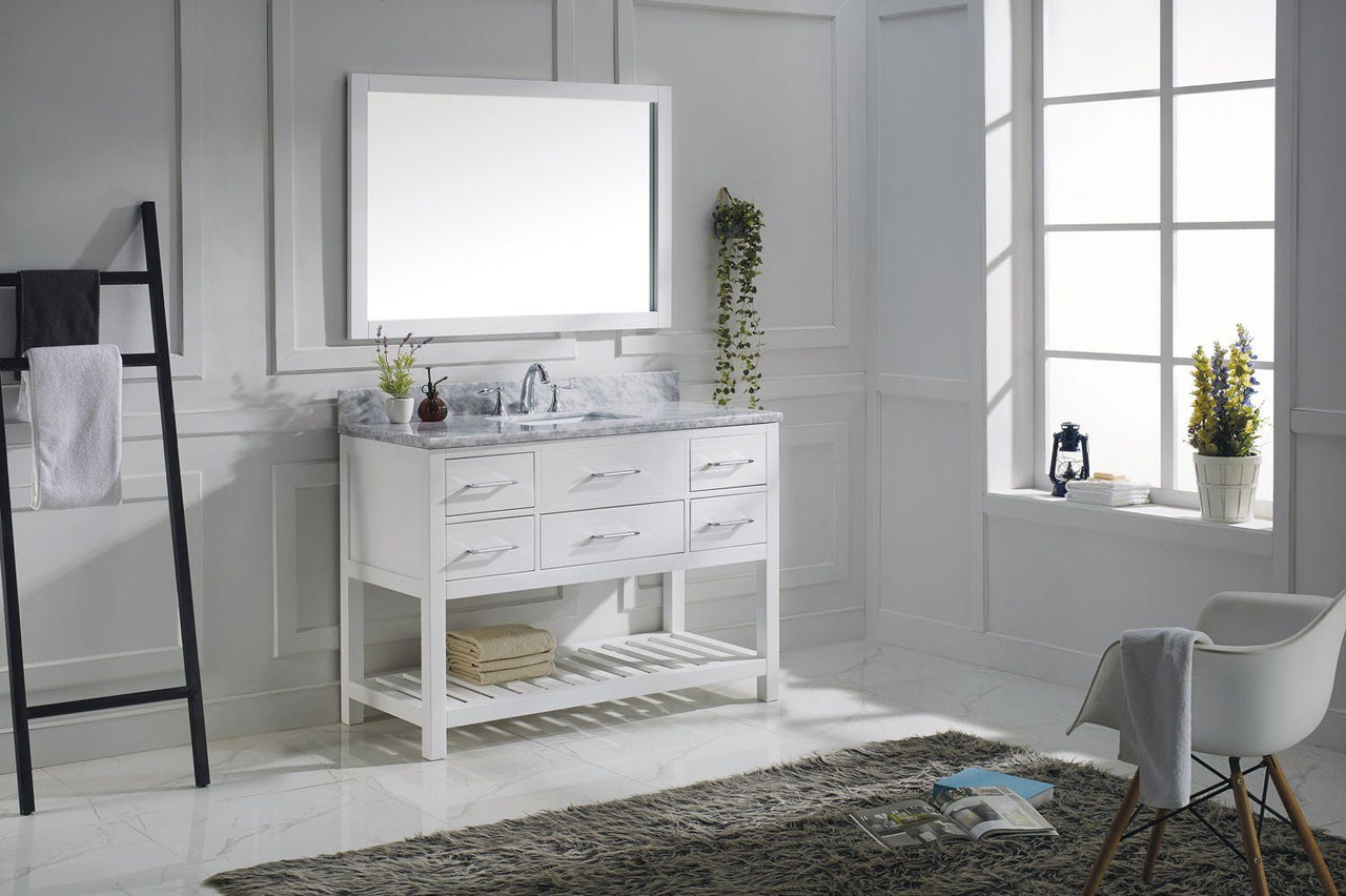 Virtu USA Caroline Estate 48" Single Square Sink White Top Vanity with Mirror Vanity Virtu USA 