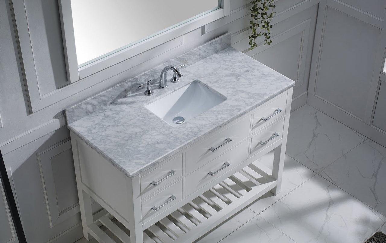 Virtu USA Caroline Estate 48" Single Square Sink White Top Vanity with Mirror Vanity Virtu USA 