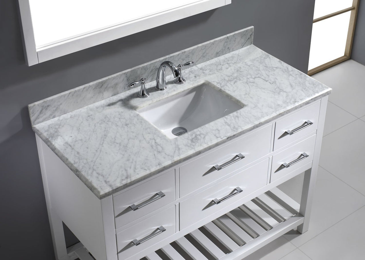 Virtu USA Caroline Estate 48" Single Square Sink White Top Vanity with Mirror Vanity Virtu USA 