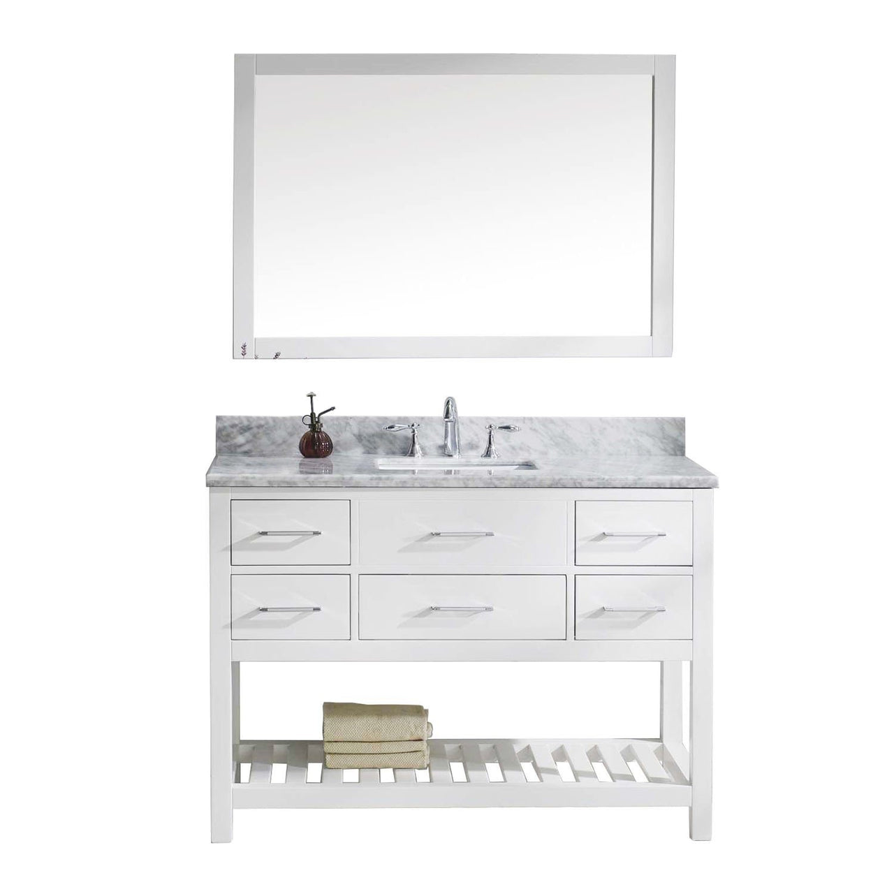 Virtu USA Caroline Estate 48" Single Square Sink White Top Vanity with Mirror Vanity Virtu USA 