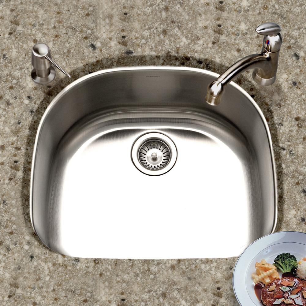 Houzer Medallion Designer Series Undermount Stainless Steel Single D Bowl Kitchen Sink Kitchen Sink - Undermount Houzer 