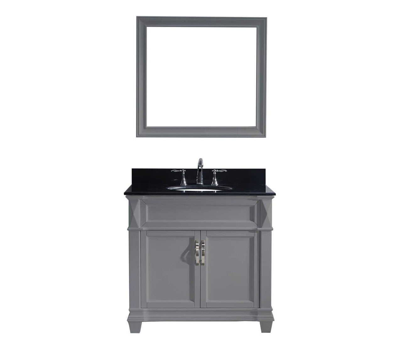 Virtu USA Victoria 36" Single Round Sink Grey Top Vanity in Grey with Mirror Vanity Virtu USA 