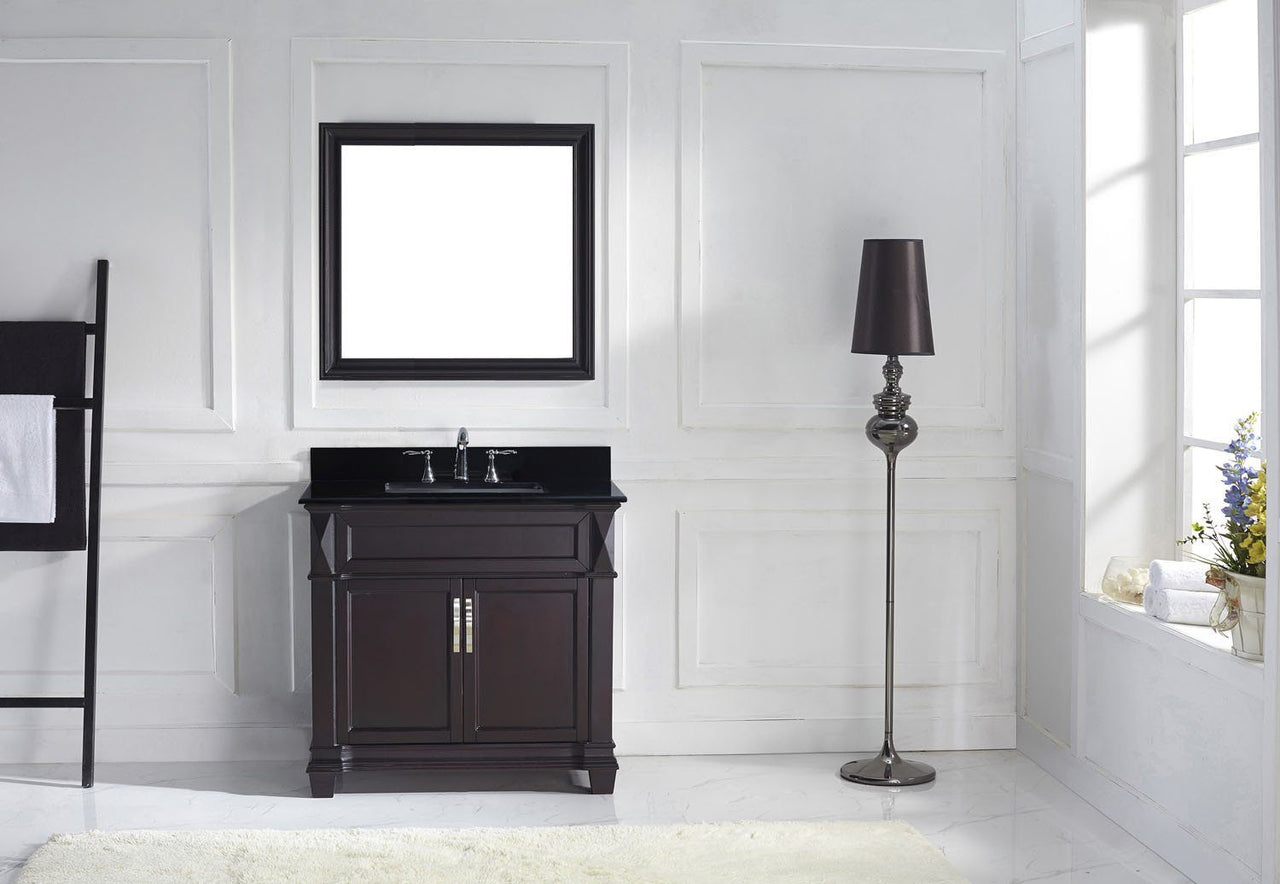 Virtu USA Victoria 36" Single Square Sink Espresso Top Vanity in Espresso with Mirror Vanity Virtu USA 