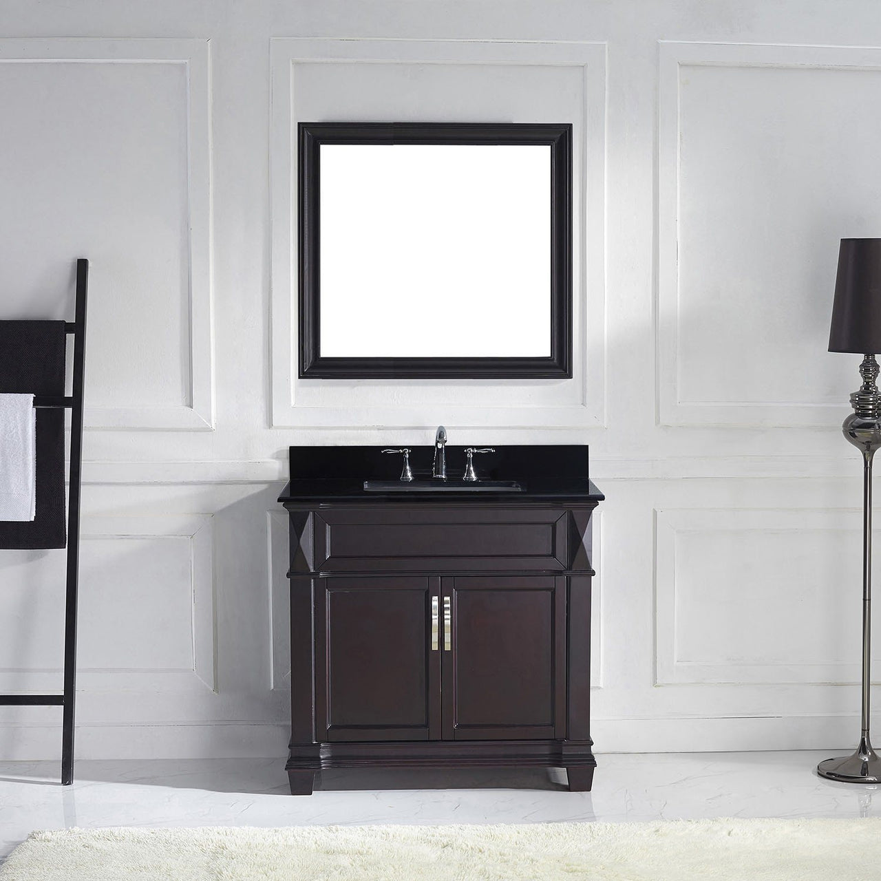 Virtu USA Victoria 36" Single Square Sink Espresso Top Vanity in Espresso with Mirror Vanity Virtu USA 
