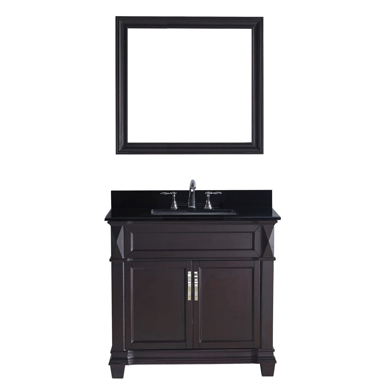 Virtu USA Victoria 36" Single Square Sink Espresso Top Vanity in Espresso with Mirror Vanity Virtu USA 