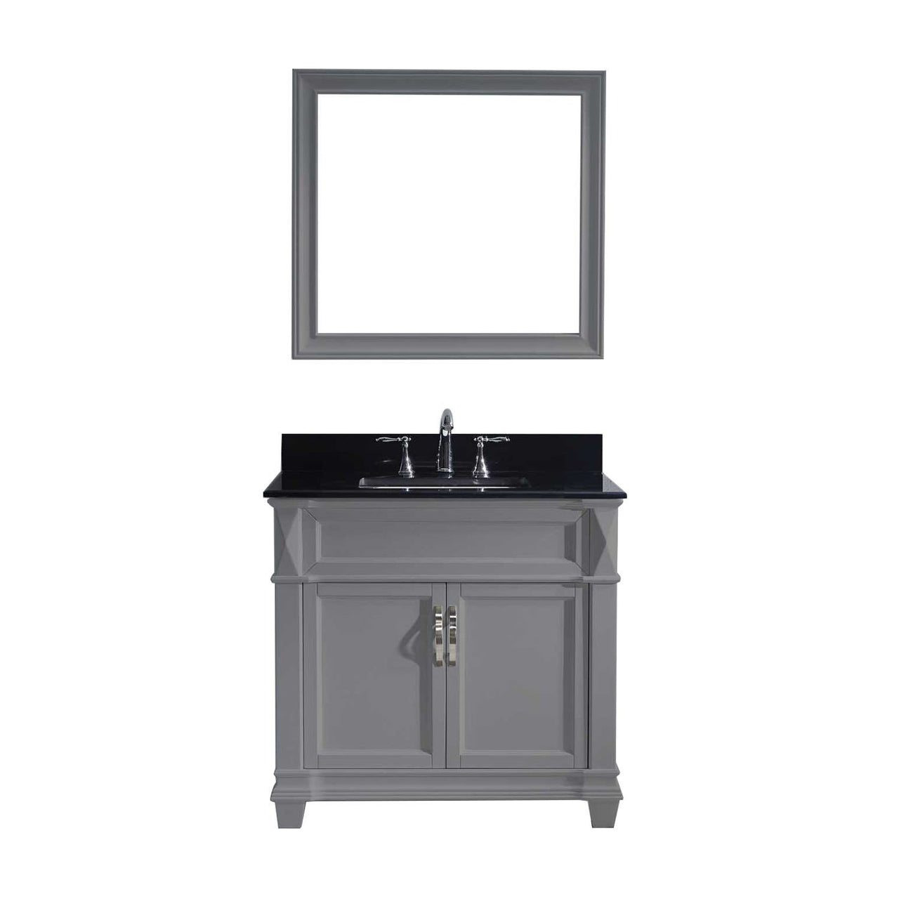 Virtu USA Victoria 36" Single Square Sink Grey Top Vanity in Grey with Mirror Vanity Virtu USA 