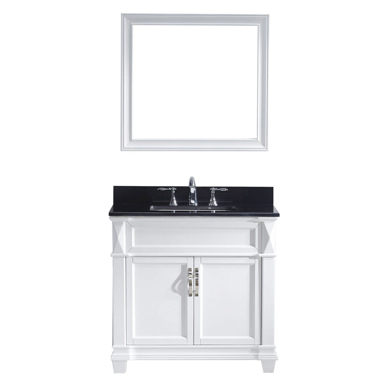 Virtu USA Victoria 36" Single Square Sink White Top Vanity in White with Mirror Vanity Virtu USA 