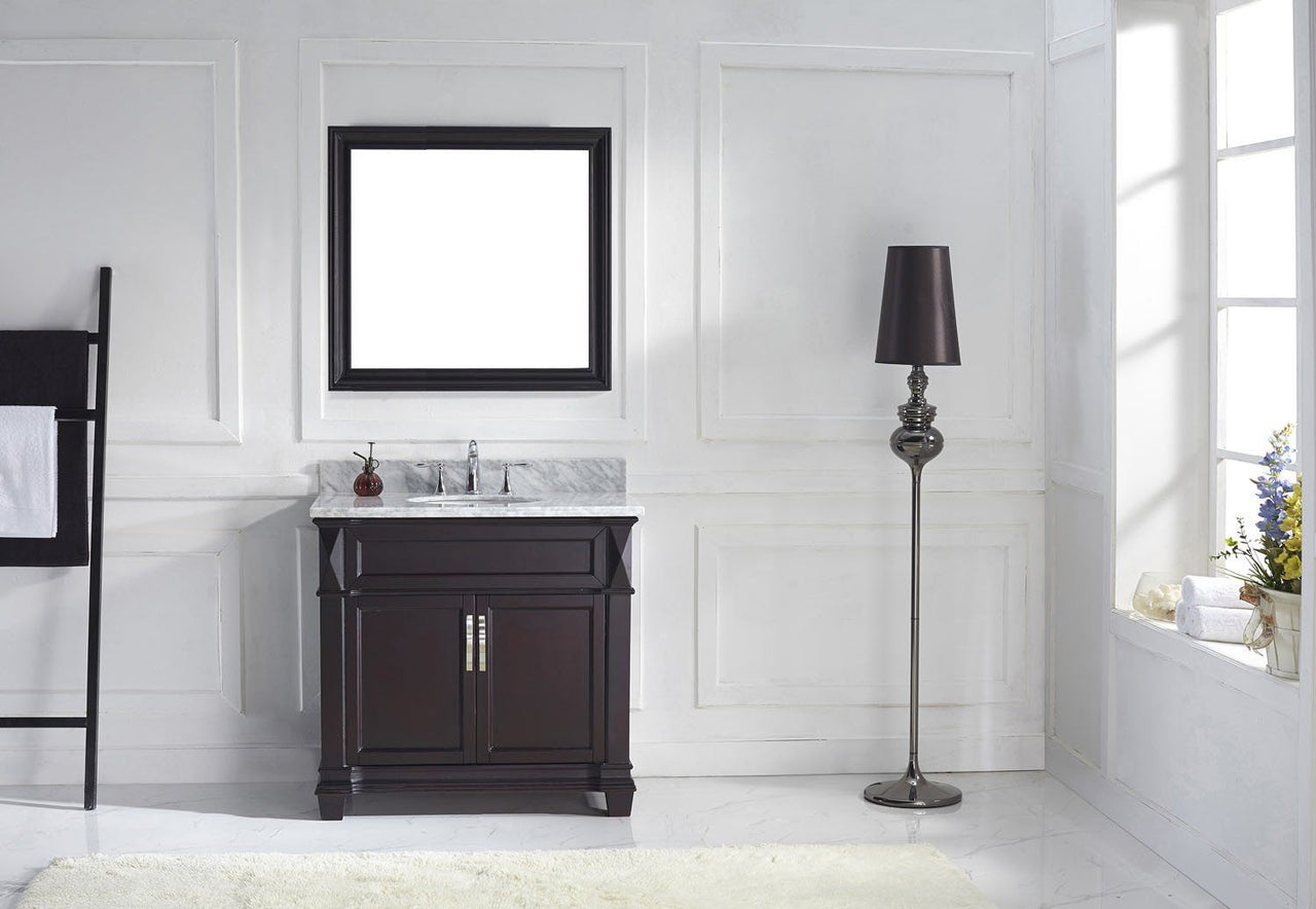Virtu USA Victoria 36" Single Round Sink Espresso Top Vanity in Espresso with Mirror Vanity Virtu USA 