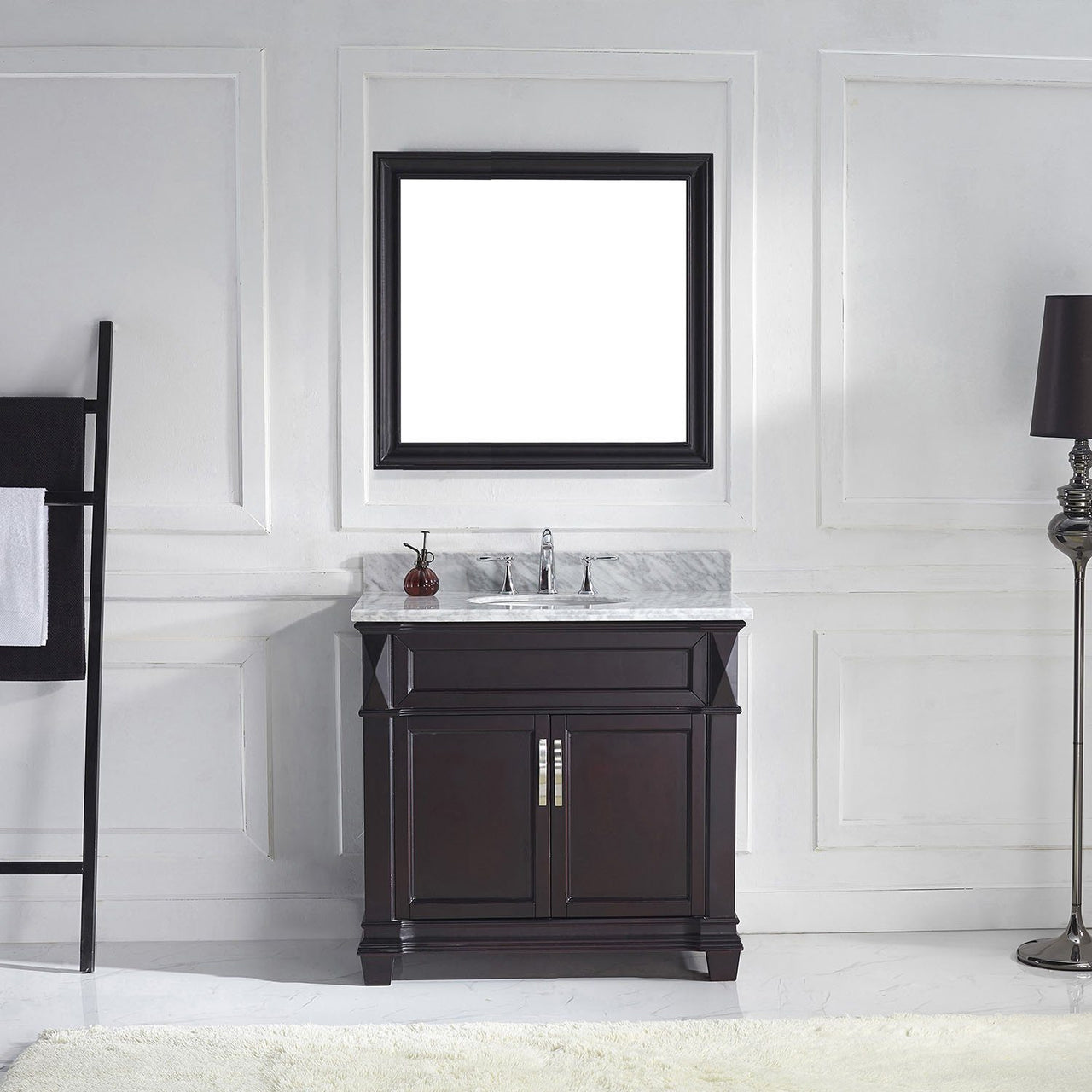 Virtu USA Victoria 36" Single Round Sink Espresso Top Vanity in Espresso with Mirror Vanity Virtu USA 