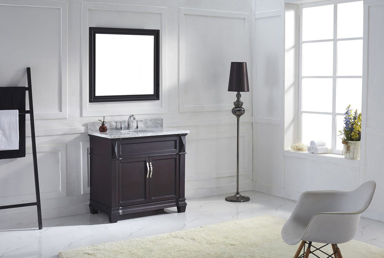 Virtu USA Victoria 36" Single Round Sink Espresso Top Vanity in Espresso with Mirror Vanity Virtu USA 