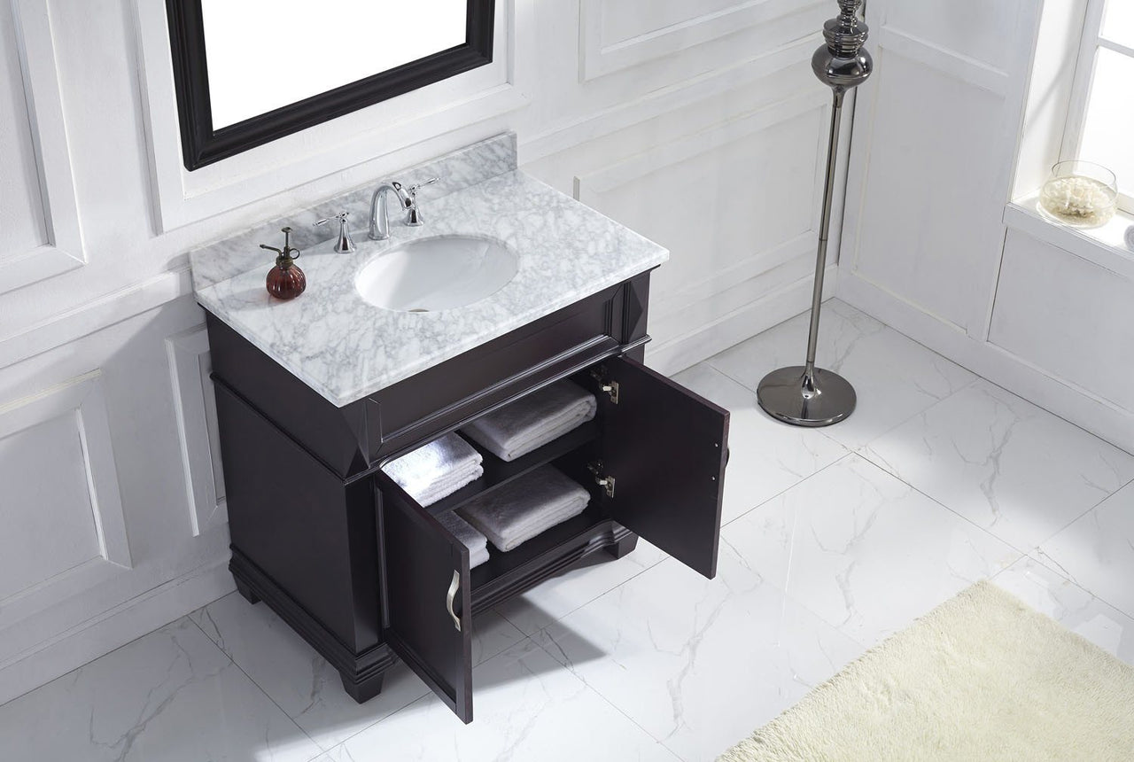 Virtu USA Victoria 36" Single Round Sink Espresso Top Vanity in Espresso with Mirror Vanity Virtu USA 