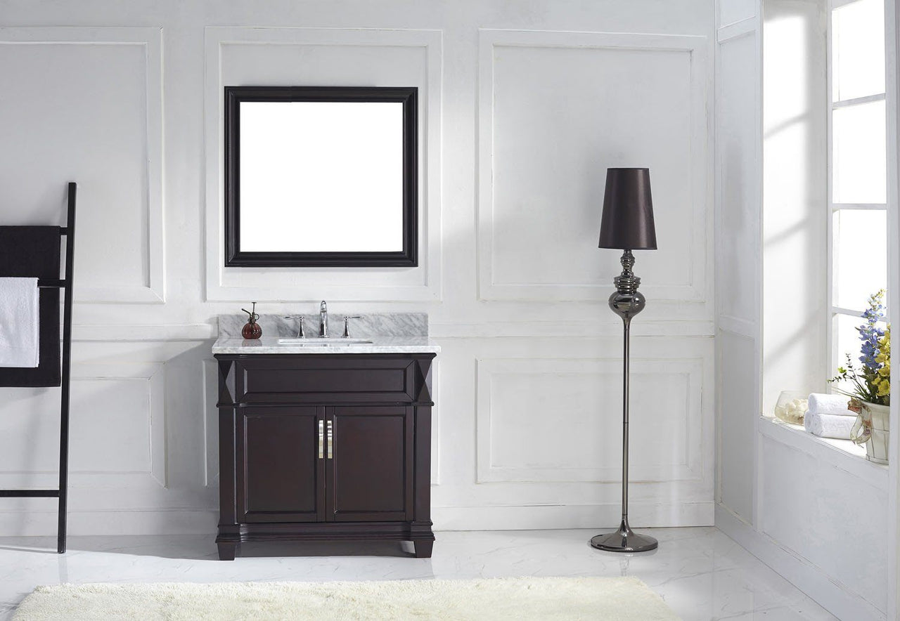 Virtu USA Victoria 36" Single Square Sink Espresso Top Vanity with Mirror Vanity Virtu USA 