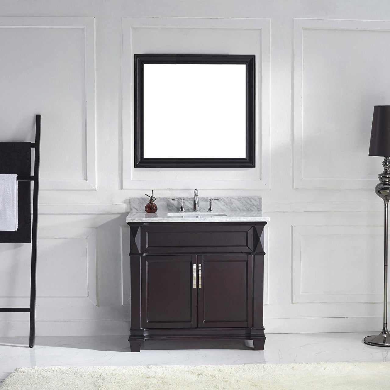 Virtu USA Victoria 36" Single Square Sink Espresso Top Vanity with Mirror Vanity Virtu USA 