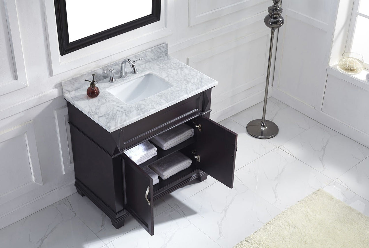 Virtu USA Victoria 36" Single Square Sink Espresso Top Vanity with Mirror Vanity Virtu USA 