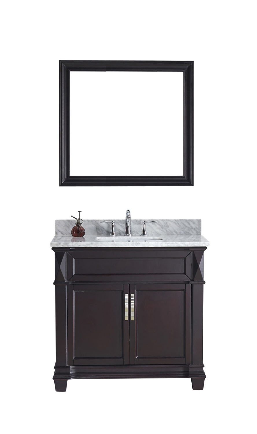 Virtu USA Victoria 36" Single Square Sink Espresso Top Vanity with Mirror Vanity Virtu USA 