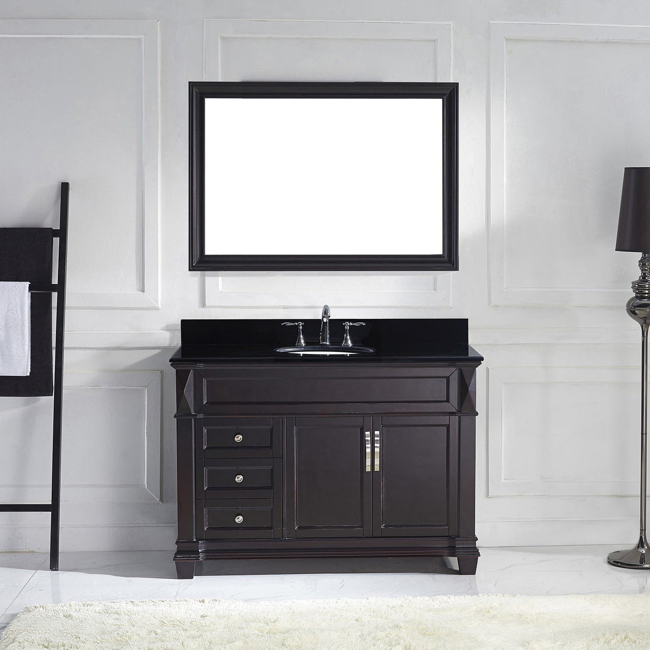 Virtu USA Victoria 48" Single Round Sink Espresso Top Vanity with Mirror Vanity Virtu USA 