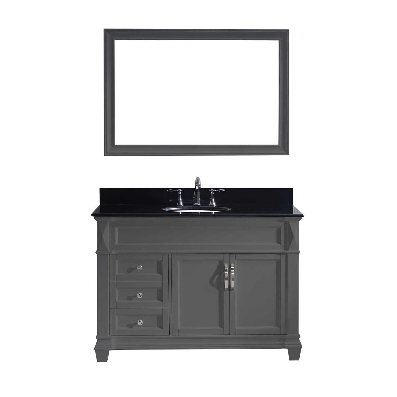 Virtu USA Victoria 48" Single Round Sink Grey Top Vanity in Grey with Mirror Vanity Virtu USA 