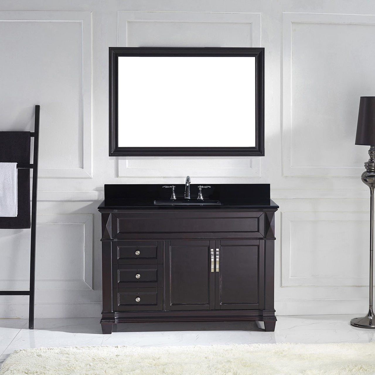Virtu USA Victoria 48" Single Square Sink Espresso Top Vanity in Espresso with Mirror Vanity Virtu USA 