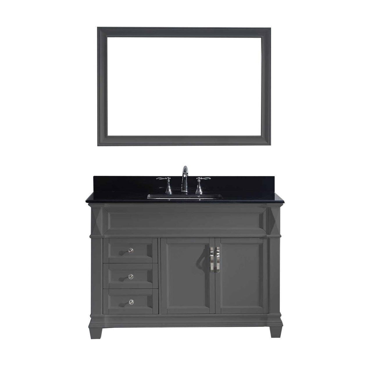 Virtu USA Victoria 48" Single Square Sink Grey Top Vanity in Grey with Mirror Vanity Virtu USA 