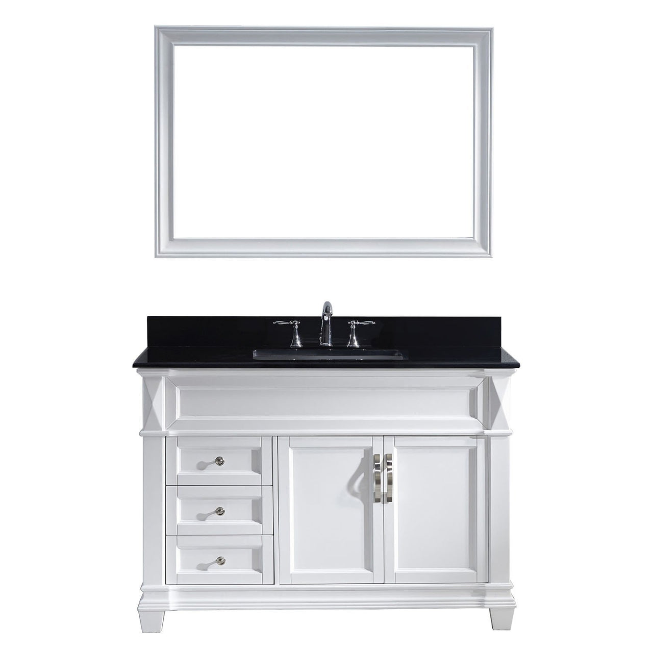 Virtu USA Victoria 48" Single Square Sink White Top Vanity in White with Mirror Vanity Virtu USA 