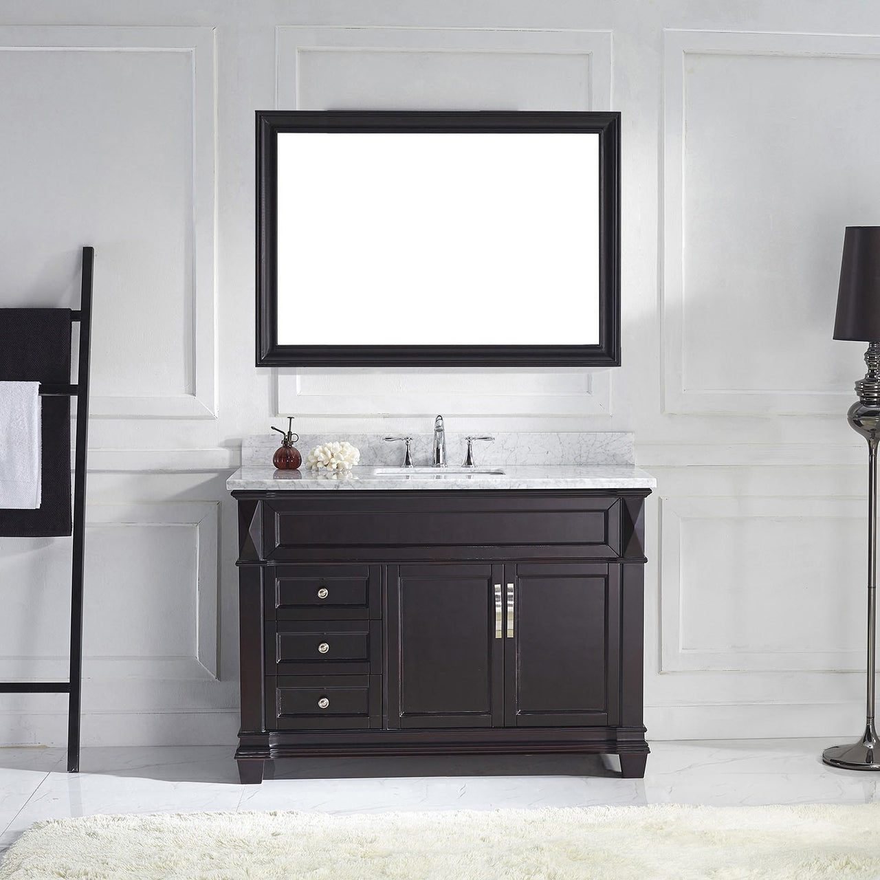 Virtu USA Victoria 48" Single Round Sink Espresso Top Vanity with Mirror Vanity Virtu USA 