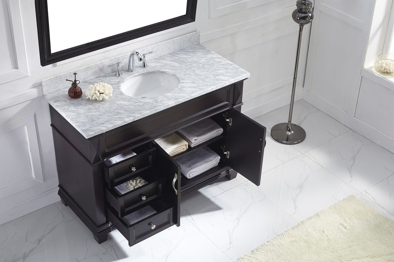 Virtu USA Victoria 48" Single Round Sink Espresso Top Vanity with Mirror Vanity Virtu USA 